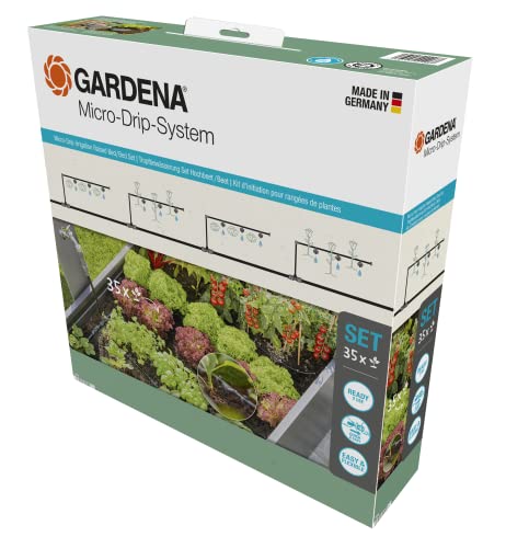 Gardena Micro-Drip-System Tropfbewässerung Set Hochbeet/Beet (35 Pflanzen): Starter-Set sofort einsatzbereit, wassersparendes Bewässerungssystem, einfache & Flexible Verbindungstechnik (13455-20)