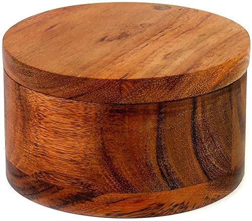 Kaizen Casa Salzdosen aus Holz für Küche oder Esszimmer mit einzigartigem Fach für Salz, Gewürze, Kräuter, Gewürze und Akazienholz, handgefertigt