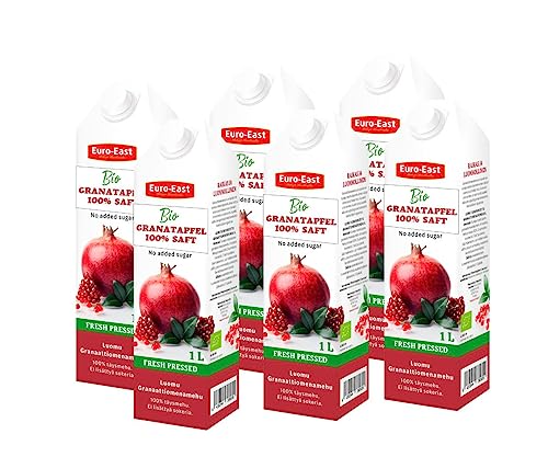 Euro-East BIO Granatapfel 100% Direktsaft 6er Pack, Pomegranate saft kein Zuckerzusatz (6x1 Liter)