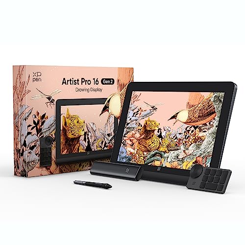 XPPen Artist PRO 16 Gen.2 Grafikdisplay 16 Zoll Pen Display mit X3 Pro Stift und Schnellfernbedienung, 99% sRGB Grafiktablett