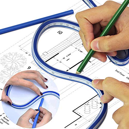 OLRWSLG 2 Stück Flexibles Kurvenlineal Lineal Kurvenlineal Biegbares Lineal Kurve Lineal Handwerk Zeichnen Maß Werkzeug (30 cm/60 cm)