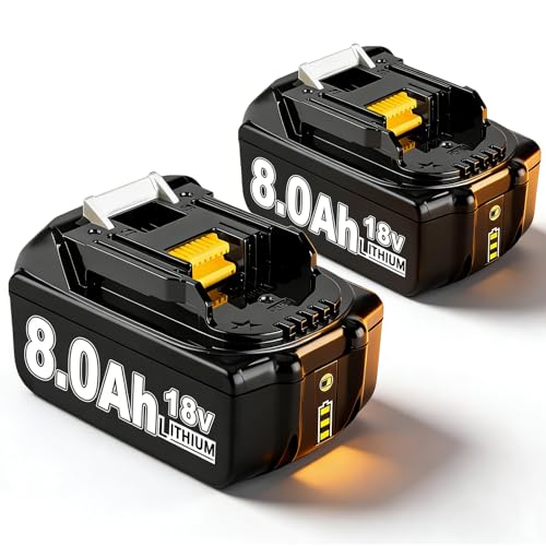 2X 18V 8.0Ah/8000mAh Ersatzakku für makita Kompatibel BL1860B BL1850B BL1840 BL1830 BL1815 BL1845 BL1890 BL1415 BL1430 BL1440 BL1835 194205-3 LXT-400 with LED Werkzeugakku.