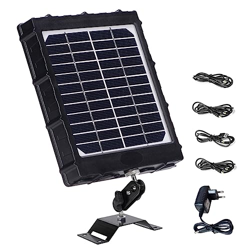 WILDGAMEPLUS Wiederaufladbare Solar Panel, 14W 8000mAh 12V/1.2A 9V/1.6A 6V/2.4A IP66 wasserdichtes Ladegerät mit Kabeln für alle Trail Game Kamera und 12V LED Licht WG-8000