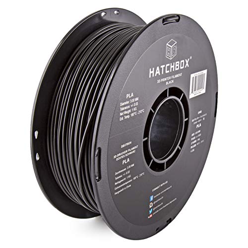 HATCHBOX 3,00 mm Schwarzes PLA-Filament für 3D-Drucker - 1 kg-Spule - Maßgenauigkeit +/- 0,03 mm