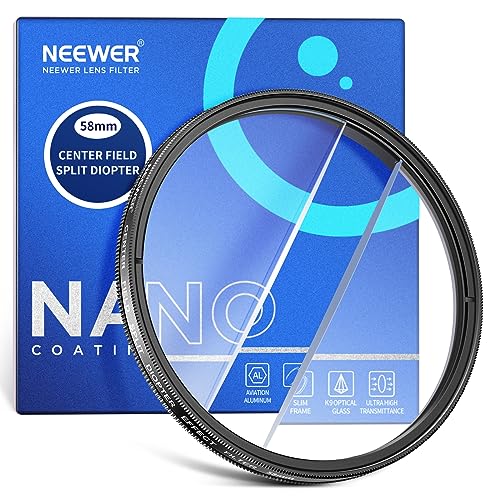 NEEWER 58mm Mittelfeld Geteilte Dioptrien Effektfilter, Kamera Linearprisma K9 optischer Glasfilter mit Aluminiumrahmen, unscharfer Brechungsvordergrund, wiederholter Farbeffekt,Kameraobjektivzubehör