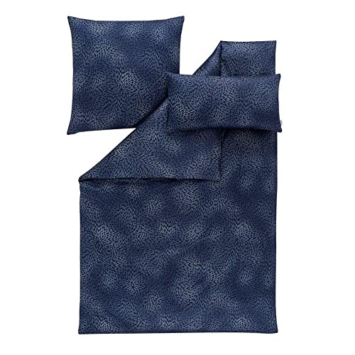 ESTELLA Bettwäsche Naoko | Indigo | 155x220 + 80x80 + 40x80 cm | Mako-Satin mit seidigem Glanz | trocknerfest | atmungsaktiv und anschmiegsam | 100% Baumwolle