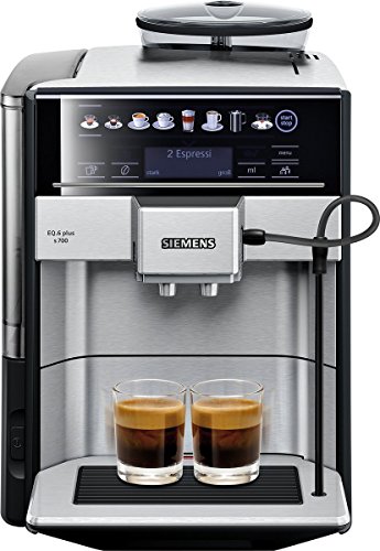Siemens Kaffeevollautomat EQ.6 plus s700 TE657503DE, für viele Kaffeespezialitäten, Milch-Aufschäumdüse, Keramikmahlwerk, Doppeltassenfunktion, Antikalk, automatische Dampfreinigung, 1500 W, edelstahl