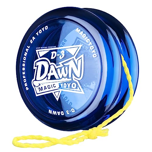 Ansprechendes Yoyo D3, Profi Looping JoJo für Kinder Anfänger, Plastik Yoyo Kristall Übung 2A Trick Yoyo Ball mit Ersatz 6 Yoyo Saiten+Yoyo Tasche (Kristall Blau)