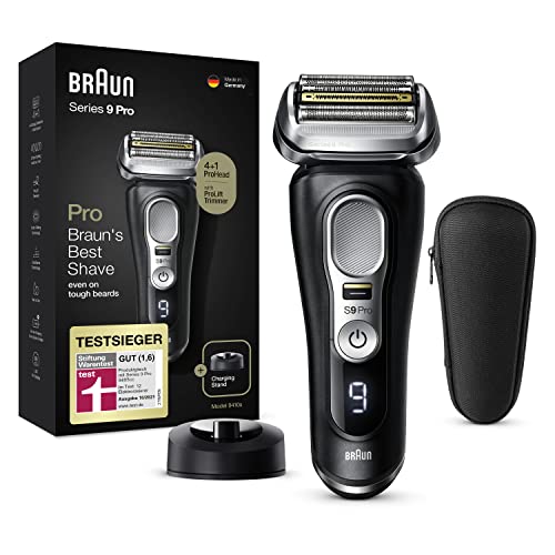 Braun Series 9 Pro Premium Rasierer Herren, Testsieger Stiftung Warentest, Scherkopf, Elektrorasierer & Trimmer, 60 Min. Akkulaufzeit, 1-, 3-, 7-Tage-Bart, Vatertagsgeschenk, 9410s, schwarz