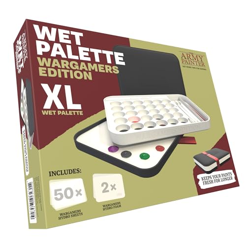 The Army Painter Wargamers Edition Wet Palette, XL-Palette für Acrylfarben-Set einschließlich 50 Hydro-Blätter, 2 Hydro-Schäume und kostenloser Malanleitung, für Fantasy-Tabletop-Spiele