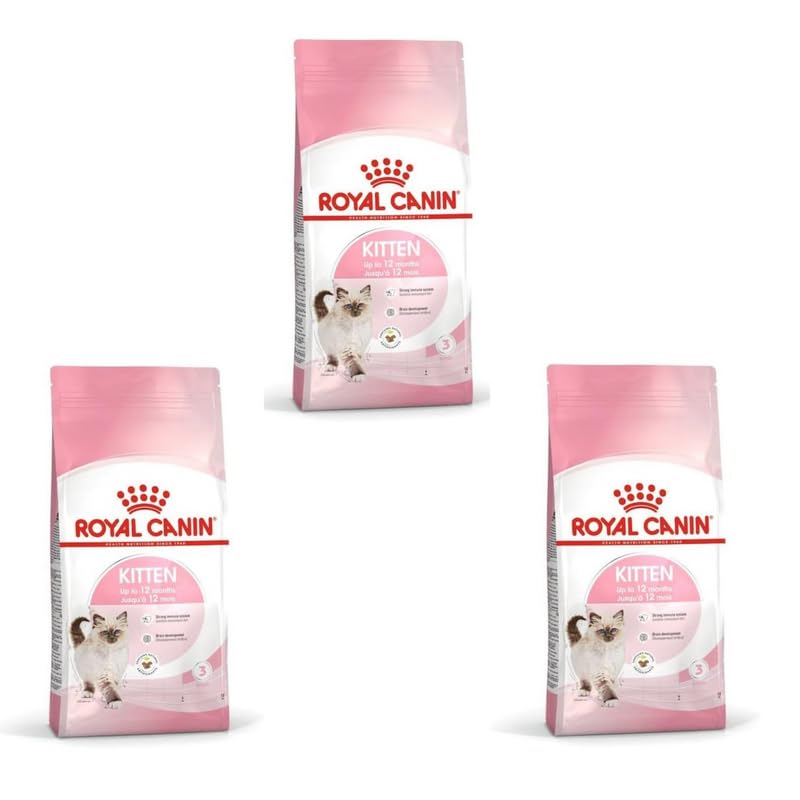 Royal Canin Kitten | 3er Pack | 3 x 400 g | Trockenfutter für Katzenwelpen bis zum 12. Monat | Zur Unterstützung des Immunsystems, der Verdauung und der Gehirnentwicklung