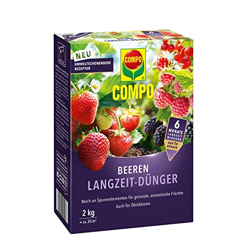 COMPO Beeren Langzeit-Dünger für Beeren, Obst und Feingemüse, Umweltschonendere Rezeptur, 6 Monate Langzeitwirkung, 2 kg, 45 m²