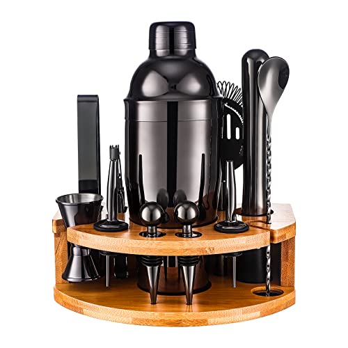 Cocktail Shaker Set mit Ständer, 750ML 12 Teiliges Professionelles Cocktail Set zum Mixen von Getränken, Geschenken für Männer, Papa, Frauen, Cocktailliebhaber, Barkeeper Set für die Hausbar Party