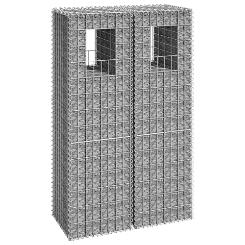 Festnight Gabionensäule 2 STK Steinkorb Gabione Gabionenkörbe Gabionen Hochbeet Steine Für Gabionen Gabionen 140 Hoch Gabionensteine Gabionenzaun 40x40x140 cm Eisen