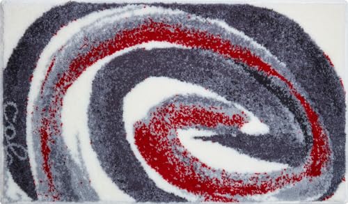 Grund COLANI Exklusiver Designer Badteppich 100% Polyacryl, ultra soft, rutschfest, ÖKO-TEX-zertifiziert, 5 Jahre Garantie, Colani 42, Badematte 70x120 cm, grau-rot