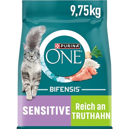 PURINA ONE BIFENSIS Sensitive Katzenfutter trocken, reich an Truthahn, 1er Pack (1 x 9,75kg)