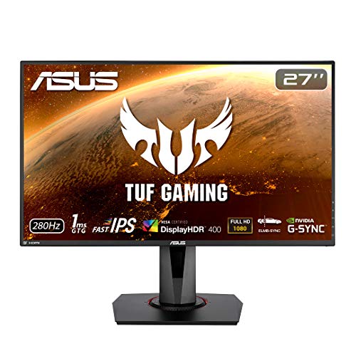ASUS TUF Gaming VG279QM | 27 Zoll Full HD Monitor | 280 Hz, 1ms GtG, AdaptiveSync & G-Sync kompatibel, DisplayHDR 400 | Fast IPS Panel, 16:9, 1920x1080, DisplayPort, HDMI, ergonomisch, Schwarz