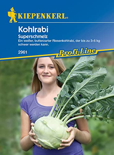 Kiepenkerl 2961 Kohlrabi Superschmelz, ein weißer butterzarter Riesenkohlrabi, bis zu 10 kg schwer, sehr zart und vorzüglich im Geschmack