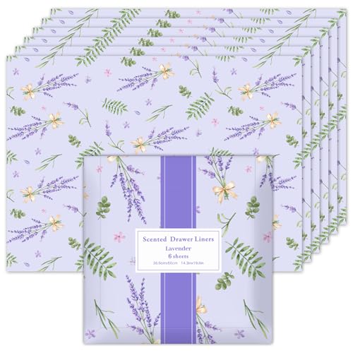 SCENTORINI Schrankpapier Lavendel Duft für Schubladen, Duftendes Schrankpapie, Perfekt für Kommodenregal, Schubladen, Kleiderschrank, Schrankduft, 6 Blat