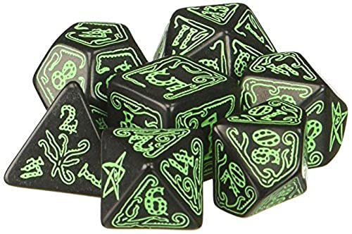 Q-Workshop CTH21 - Cthulhu Würfelset Schwarz & Grün (7 Stück)