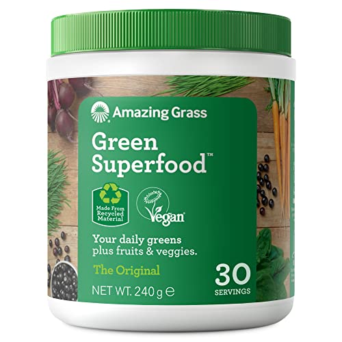 Amazing Grass Green Superfood, Organisch Vegan Superfood Pulver mit Obst und Gemüse, Natur-Geschmack, 30 Portionen, 240 g