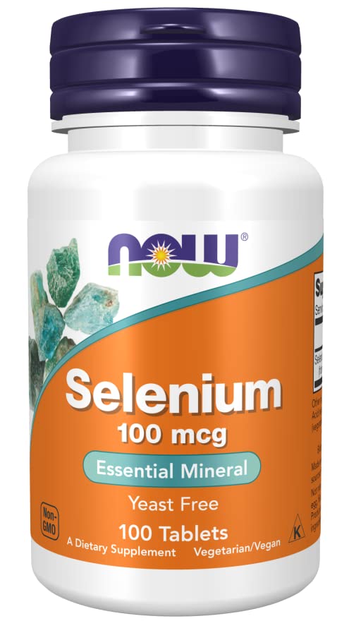 Now Foods, Selenium (Selen), 100mcg, Hefefrei, 100 vegane Tabletten, Laborgeprüft, Vegetarisch, Glutenfrei, Sojafrei, Ohne Gentechnik