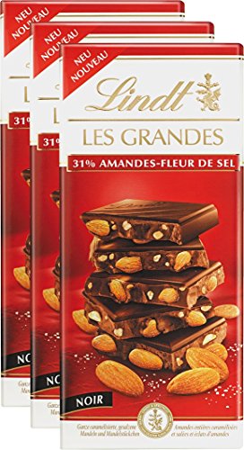 3 x 150g Lindt Les Grandes dunkel Mandel und Meersalz