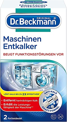 Dr. Beckmann Maschinen-Entkalker | gegen hartnäckigen Kalk in Wasch- und Spülmaschinen | hilft Funktionsstörungen vorzubeugen | 2 x 50 g