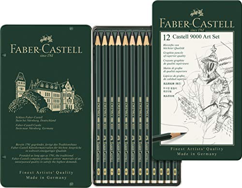 Faber-Castell 119065 - Bleistifte Set Castell 9000 Art, 12 verschiedene Härtegrade 8B - 2H