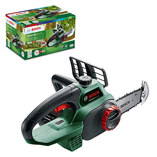 Bosch Home and Garden Akku Kettensäge Universalchain 18 (ohne Akku, 18 Volt System, im Karton) Grün, Norme