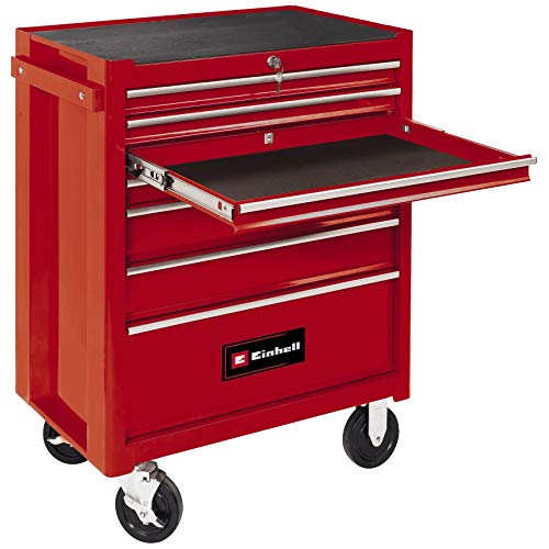 Einhell Werkstattwagen TC-TW 150 (bis max. 150 kg belastbar, 7 kugelgelagerte, voll ausziehbare und stabile Schubfächer, 4 große Leichtlaufräder, Interlock-System gg. Kippen)