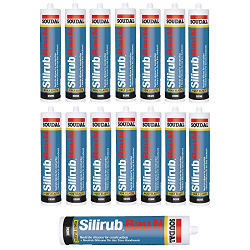 15x Soudal Silirub Bau N Bausilikon Silikon Dichtstoff 300ml Kartusche - transparent - 15 Stück