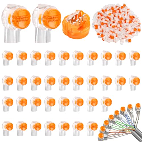 200 Stück Telefonkabel Verbinder, K2 Schwachstromverbinder mit Doppelblatt-Klemmenblöcke und Gelfüllung, UY2 Telefonkabelverbinder Messing Verzinnt, K2 Kabel Verbinder für Kabeldatenleitung