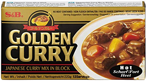 S&B Golden Curry scharf – Japanische Gewürzmischung zur Zubereitung von Curry-Gerichten – 2 x 220 g