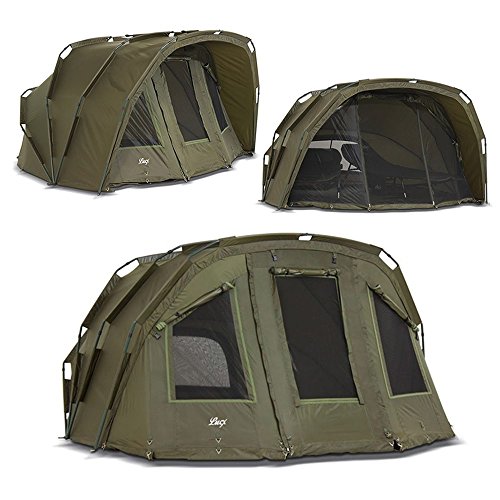 Lucx® Tiger Bivvy 2-3 Mann Angelzelt 2 bis 3 Personen Karpfenzelt Anglerzelt Carp Dome Carp Fishing Tent Campingzelt