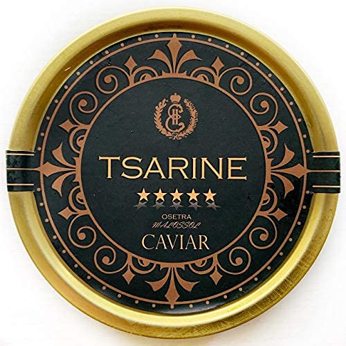 50 g Schwarzer Störkaviar | Sibirischer Stör | Acipenser baerii | Fischkaviar | Malossol-Kaviar | Schwarzer Kaviar | Marke - TSARINE Caviar | Kostenlose Express-Kühllieferung