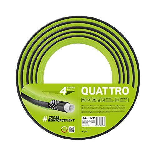 CELLFAST Gartenschlauch 4 Lagiger Wasserschlauch Aus Formstabilem Kreuzgewebe Für Garten Bewässerungsschlauch UV Beständig Anti Algen Flexibler Schlauch 20 Bar 1 2 Zoll 50 Meter Quattro
