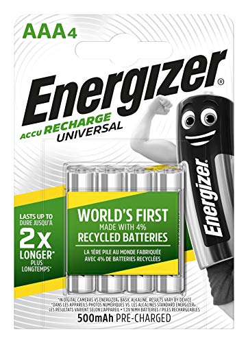 Energizer Wiederaufladbare Batterien AAA, Recharge Universal, 4 Stück