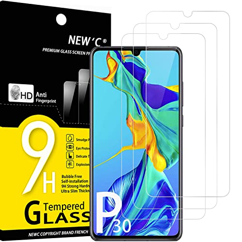 NEW'C 3 Stück, Panzer Schutz Glas für Huawei P30, Frei von Kratzern, 9H Härte, HD Displayschutzfolie, 0.33mm Ultra-klar, Ultrabeständig