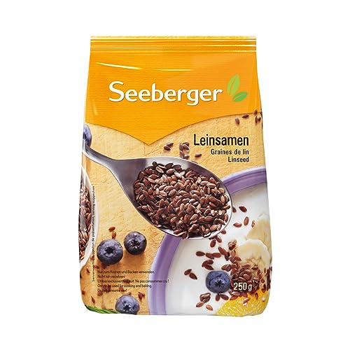 Seeberger Leinsamen 9er Pack: Naturbelassene Leinsamenkörner – sättigend & entzündungshemmend – ideal zum Backen – ganze Körner, vegan (9 x 250 g)