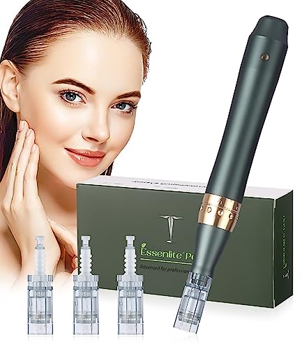 jutyum Dermapen Elektrische Microneedling Pen Microneedling Nadeln 0-2.5 mm mit 5 Stufen, Plasma Pen Microneedle Haut Reparatur-Tool für Gesicht Hautverjüngung, Anti Akne, Anti Falten (4 Nadelköpfe)