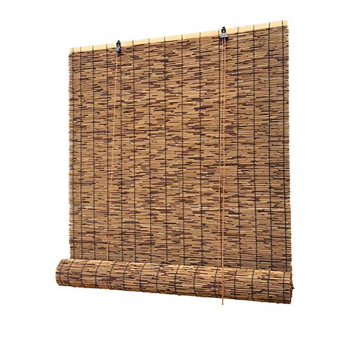 KDDFN Reed Curtain Rollo Bambus,Bambusrollo,Strohvorhang,Handgewebt,Lichtfilter-Rollläden,Balkontrennwand,Rollläden Atmungsaktiv,Anpassbar (60 * 130cm/24 * 51in)