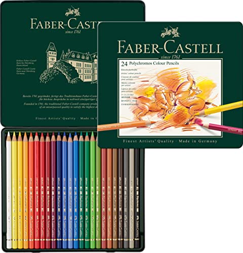 Faber-Castell 110024 - Künstlerfarbstift, 24 Polychromos Metalletui