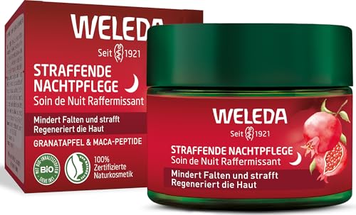 WELEDA Bio Straffende Nachtpflege - Naturkosmetik Natural Anti Aging Gesichtscreme mit Granatapfelsamenöl & Maca-Peptiden. Feuchtigkeitscreme mindert Falten und regeneriert die Haut (1x 40ml)