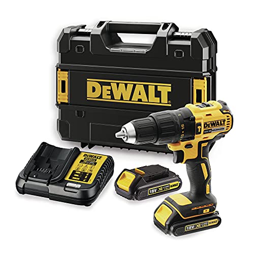 DeWalt 18V, 1,5Ah Schlagbohrschrauber/Schlagschrauber (bürstenlos, robustes Schnellspannfutter, integrierte LED-Leuchte, inkl. 2 Li-Ion-Akkus, System-Schnellladegerät und T STAK-Box) DCD778S2T