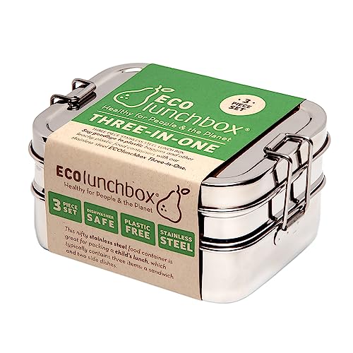 ECOlunchbox Three-in-One, 3-teilige Brotdose aus Edelstahl , Lunchbox , Bento Box
