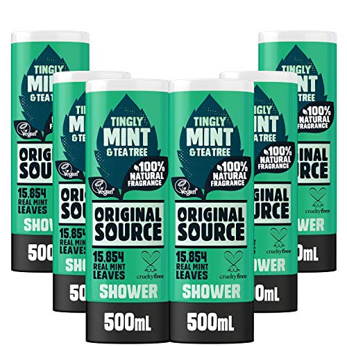Original Source Minze & Teebaum Erfrischendes Duschgel, 100% Natürlicher Duft, Vegan & Parabenfrei, Vorteilspack 6 x 500 ml