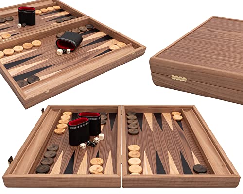 Backgammon-Set - Turnierbrett aus Walnuss- und Ahornholz - Premium Edition
