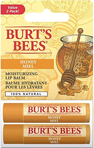 Burt's Bees 100 % natürlicher, feuchtigkeitsspendender Lippenbalsam, Honig mit Bienenwachs im günstigen 2er-Pack, 2 Tuben in Blister-Box, 8.5 g