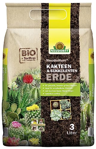 Neudorff NeudoHum Kakteen & SukkulentenErde für gesunde, intensiv grüne Kakteen und Sukkulenten, 3 Liter, Braun